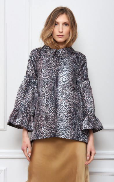 HOPE PRINTΕD JACKET WITH BELL SLEEVE