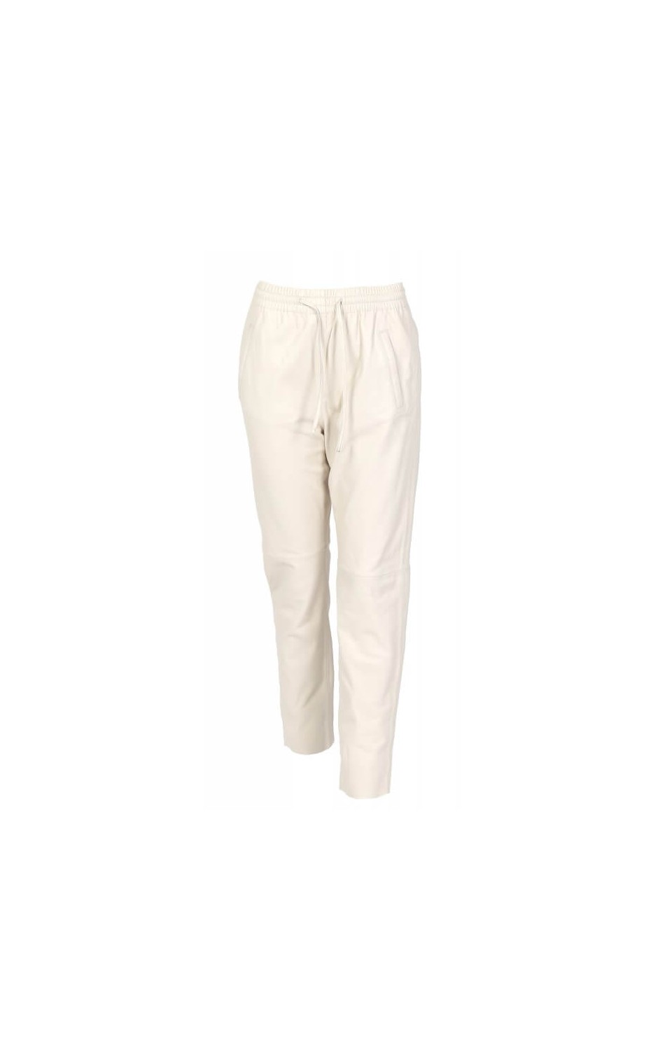WHITE LEATHER JOGGERS PANTS