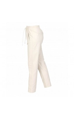 WHITE LEATHER JOGGERS PANTS 2