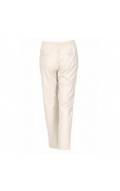 WHITE LEATHER JOGGERS PANTS