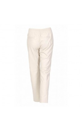 WHITE LEATHER JOGGERS PANTS
